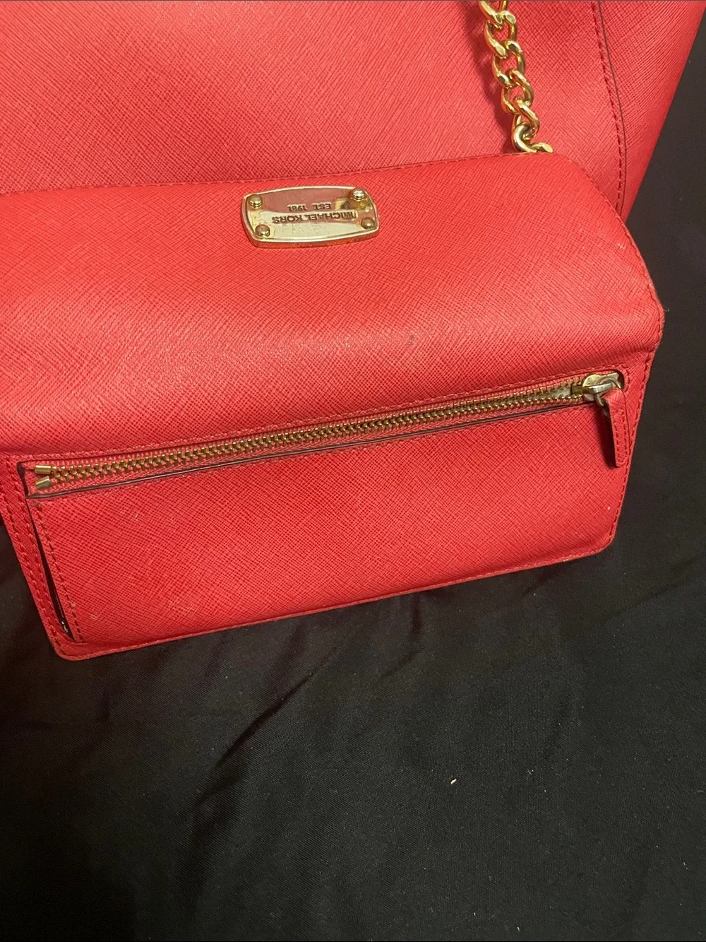 Michael Kors Coral-Red Saffiano Chain-Handle Tote with Wallet - Picture 8 of 8